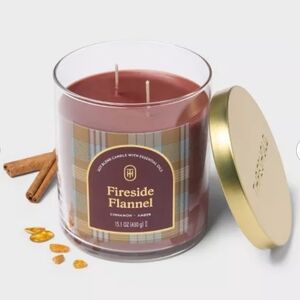 Threshold Fireside Flannel Candle - Burgundy and Gold